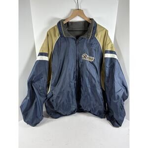 Vintage St Louis Rams NFL Jacket Windbreaker Full Zip Blue Gold XL